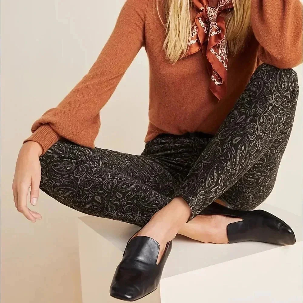 AG Anthropologie The High Rise Stevie Ankle Jeans Pants Velvet Black